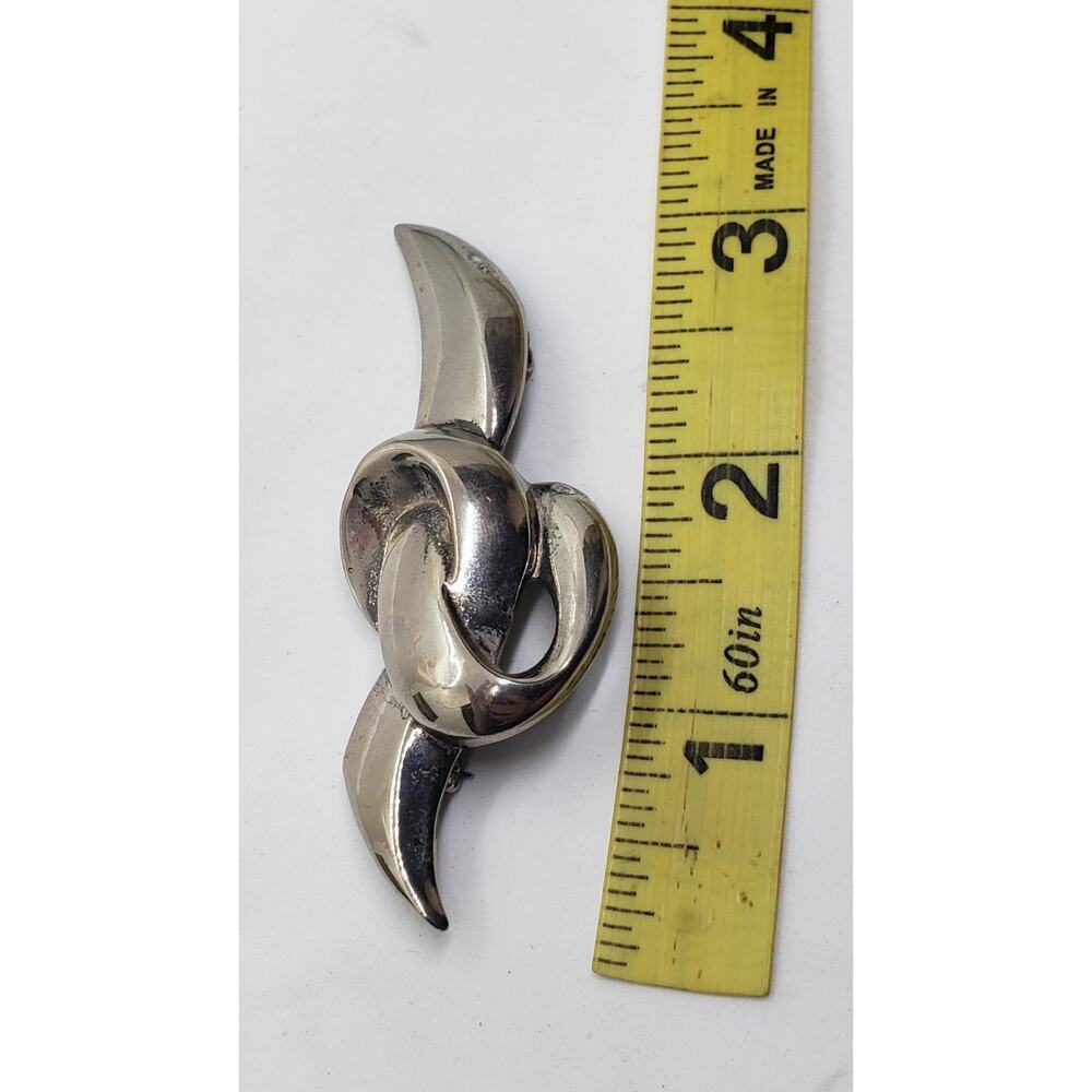Vintage Givenchy Love Knot Brooch Signed 1970s Designer Silver Metal Pin - Picture 9 of 10